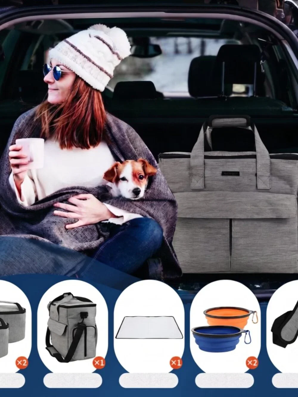 Outdoor Dog Travel Backpack with Food Container – Multifunctional Pet Carrier